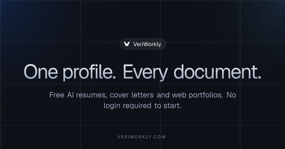 VeriWorkly share card, dark theme