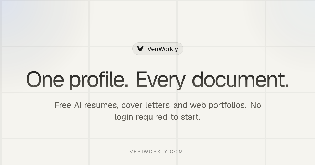 VeriWorkly share card, light theme